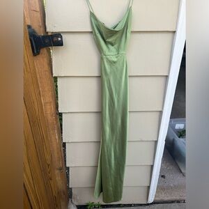 Green Satin Midi-Dress